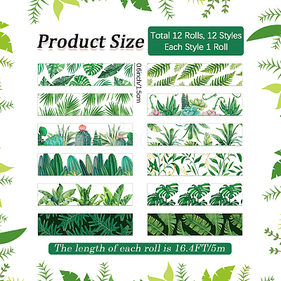 12 Rolls Leaf Theme Adhesive Paper Tapes DIY-WH20009-47A-1