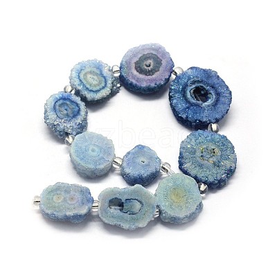 Natural Druzy Quartz Crystal Beads Strands G-F582-A08-1