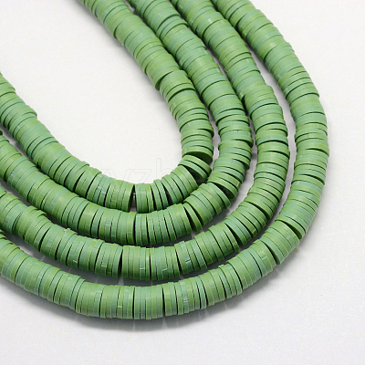 Flat Round Handmade Polymer Clay Bead Spacers X-CLAY-R067-4.0mm-46-1