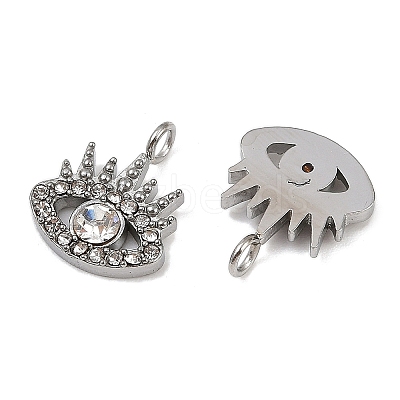 304 Stainless Steel Micro Pave Cubic Zirconia Charms STAS-K302-01B-P-1