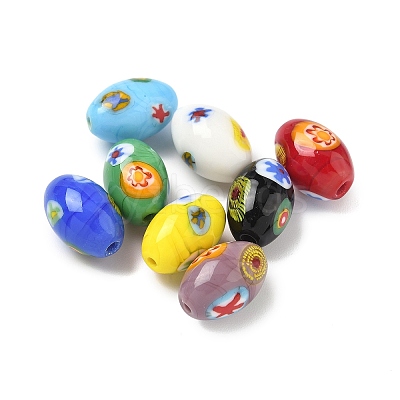 Handmade Millefiori Glass Beads LAMP-U004-02-1