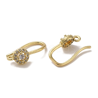Rack Plating Brass Micro Pave Clear Cubic Zirconia Earring Hooks KK-A231-10G-1