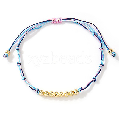 Brass Round Beads Braided Bead Bracelets AZ5003-2-1