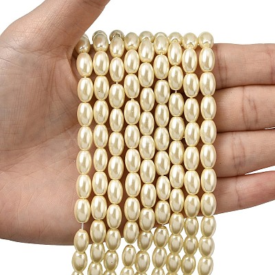 Eco-Friendly Glass Pearl Barrel Beads Strands HY-O001-A-03-1