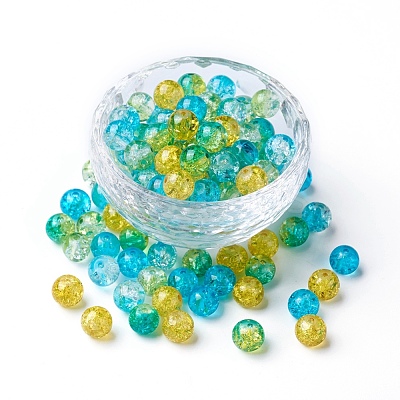 5 Colors Spray Painted & Baking Paint Crackle Glass Beads CCG-X0010-06-8mm-1