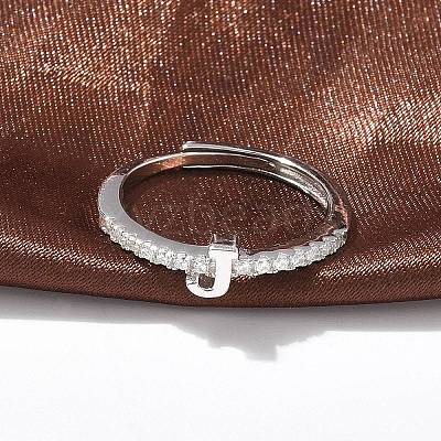 S925 Sterling Silver Adjustable Letter Rings for Women RJEW-M068-01P-J-1