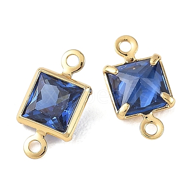 SHEGRACE Brass Pave Cubic Zirconia Square Connector Charms XGRQ2O860-440C-G-1