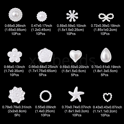 100Pcs 12 Styles ABS Plastic Imitation Pearl Cabochons SACR-YW0001-56-1