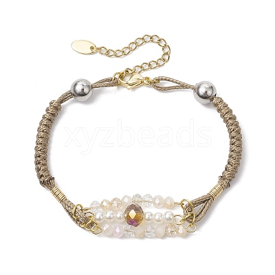 Glass & ABS Plastic Imitation Pearl Link Bracelets BJEW-JB10425-1