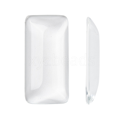 Transparent Rectangle Glass Cabochons GGLA-R025-38x19-1