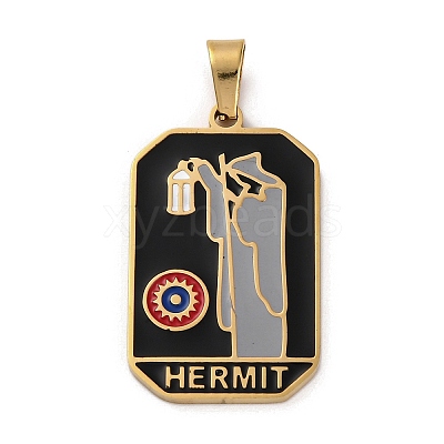 Ion Plating(IP) 304 Stainless Steel Enamel Pendants STAS-Q003-01G-09-1