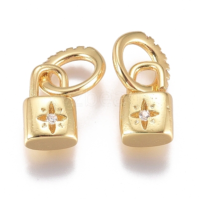 Brass Micro Pave Cubic Zirconia Pendants ZIRC-G168-23G-1