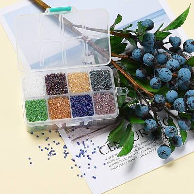 FGB 200G 8 Colors 12/0 Grade A Round Glass Seed Beads SEED-JP0010-01-2mm-1