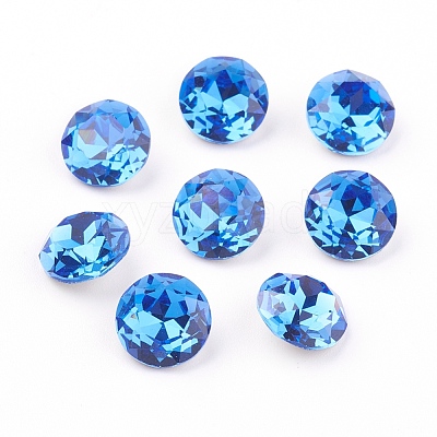 Pointed Back & Back Plated Glass Rhinestone Cabochons RGLA-J012-10mm-206-1