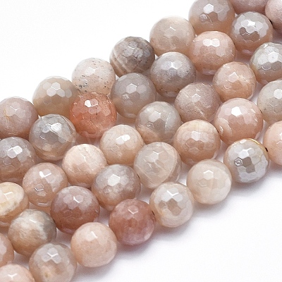 Electroplate Natural Sunstone Beads Strands G-K256-17-8mm-1