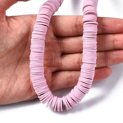 Flat Round Handmade Polymer Clay Beads CLAY-R067-12mm-26-1
