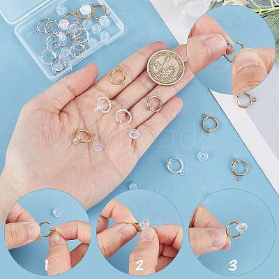 30Pcs 3 Colors Brass Clip-on Earring Findings KK-SC0003-26-1