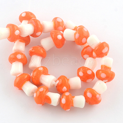 Mushroom Handmade Lampwork Beads Strands LAMP-R116-15-1