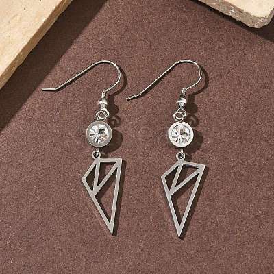 304 Stainless Steel Triangle Dangle Earrings Hand Polished EJEW-Z129-07P-1