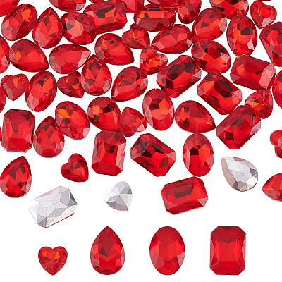 64Pcs 4 Style Glass Rhinestone Cabochons RGLA-FG0001-11B-1