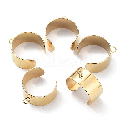 Ion Plating(IP) 304 Stainless Steel Open Cuff Finger Ring Components STAS-WH0029-40B-G-1