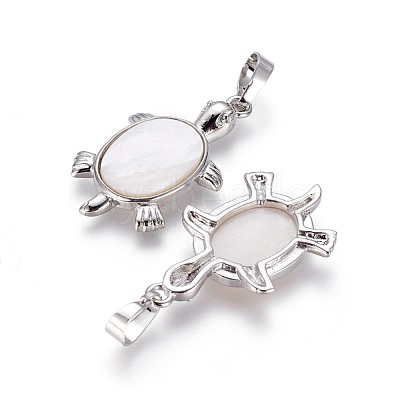 Natural White Shell Mother of Pearl Shell Pendants SSHEL-L008-62B-1