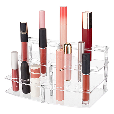 3-Tier 21-Hole Acrylic Lipstick Display Stands ODIS-WH0002-51-1