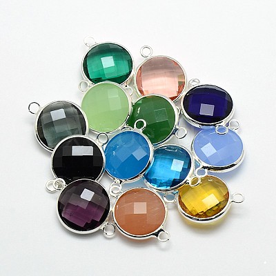 Silver Color Plated Brass Glass Links connectors GLAA-J011A-S-1