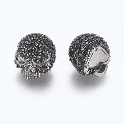 Brass Micro Pave Cubic Zirconia Beads ZIRC-S053-YS040B-3-1