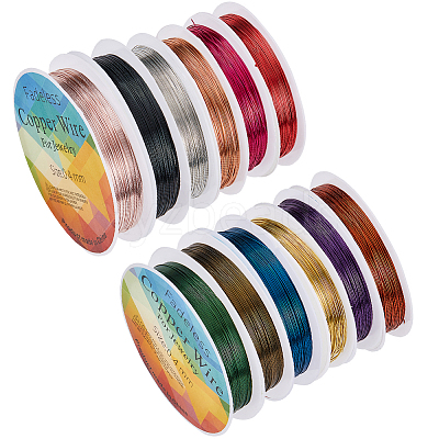 12 Rolls 12 Colors Copper Jewelry Craft Wire OCOR-SC0001-04-1