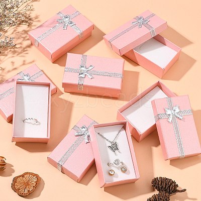 Valentines Day Wife Gifts Packages Cardboard Jewelry Set Boxes with Bowknot and Sponge Inside LS-X1-CBOX-R013-4-1