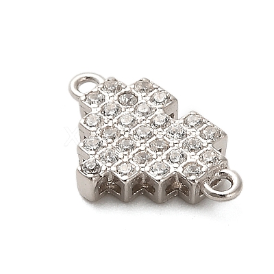 925 Sterling Silver Micro Pave Cubic Zirconia Connector Charms STER-U009-03P-01-1