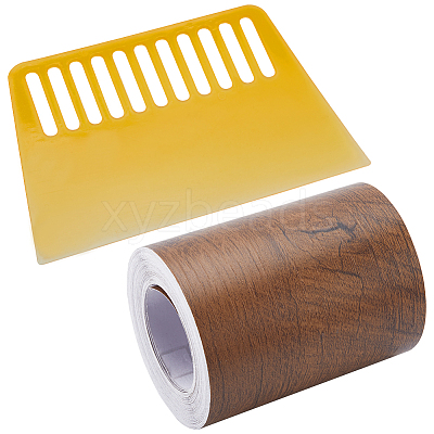1 Roll PVC Imitation Wood Grain Adhesive Tape DIY-GF0008-40B-1