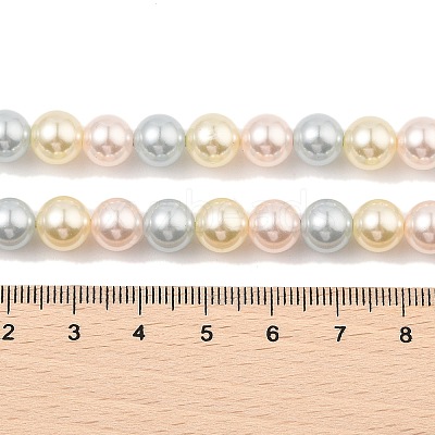 Baking Paint Pearlized Glass Pearl Round Bead Strands PEAR-H019-02C-09-1