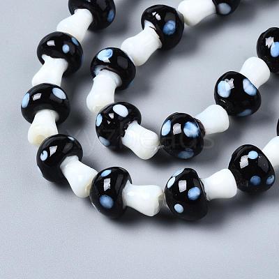 Mushroom Handmade Lampwork Beads Strands X-LAMP-R116-11-1