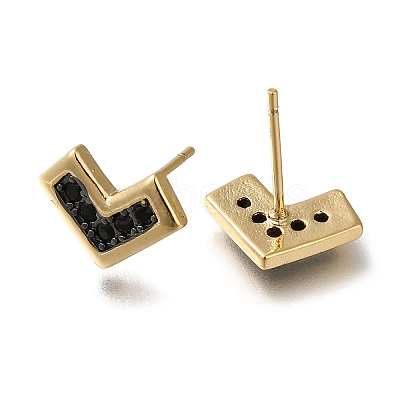 Rack Plating Brass Micro Pave Cubic Zirconia Stud Earring EJEW-C101-12G-1