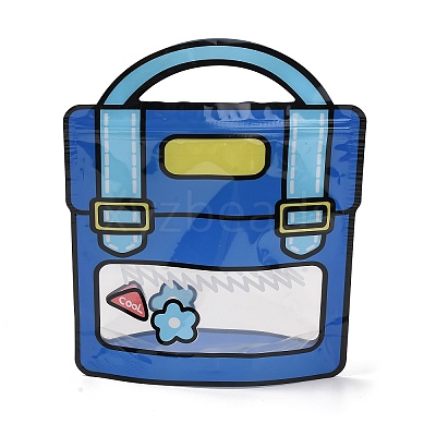 2Pcs Backpack Shaped Plastic Gift Storage Resealable Bags with Handles PL-CBADA12-01A-1