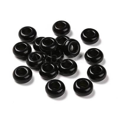 Natural Black Obsidian European Beads G-G740-14x8mm-34-1