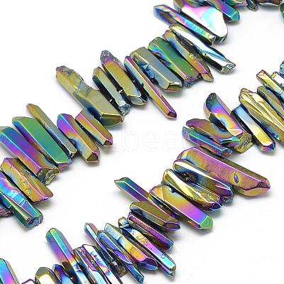 Plated Natural Quartz Crystal Beads Strands G-R435-09C-1