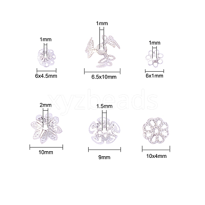 540Pcs 6 Style Iron Bead Caps IFIN-CJ0001-58-1
