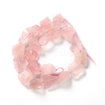 Rough Raw Natural Madagascar Rose Quartz Beads Strands G-G010-03-1