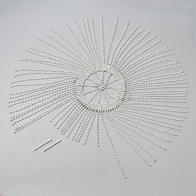 Long Tassel Iron Rhinestone Headpiece Cap for Women and Girls AJEW-WH0515-75S-1