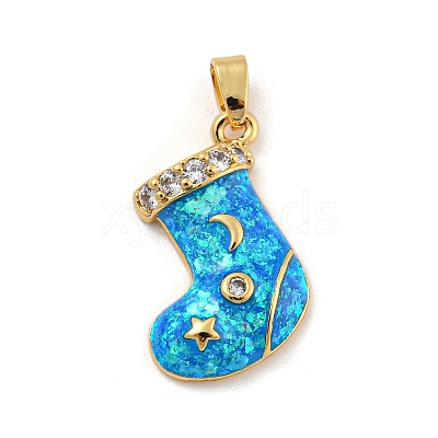 Christmas Brass Micro Pave Cubic Zirconia Pendants KK-H468-02C-02G-1