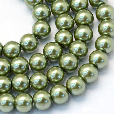 Baking Paint Pearlized Glass Pearl Round Bead Strands HY-Q003-4mm-49-1
