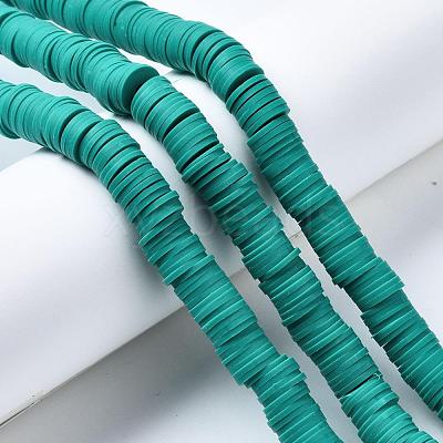 Flat Round Handmade Polymer Clay Beads CLAY-R067-10mm-07-1