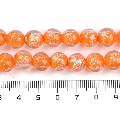 Handmade Gold Foil Lampwork Beads Strands LAMP-Q002-01F-1