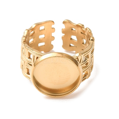Woven Bezel 304 Stainless Steel Cuff Ring Components SA-CBAD8FA-01G-03-1