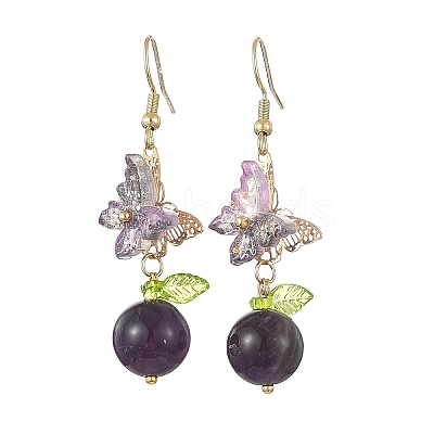 304 Stainless Steel & Natural Lapis Lazuli/Green Aventurine/Rose Quartz/Amethyst Dangle Earrings EJEW-JE07495-1