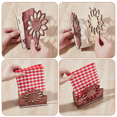4Bags Sunflower Wood Napkin Holder AJEW-GO0004-72-1