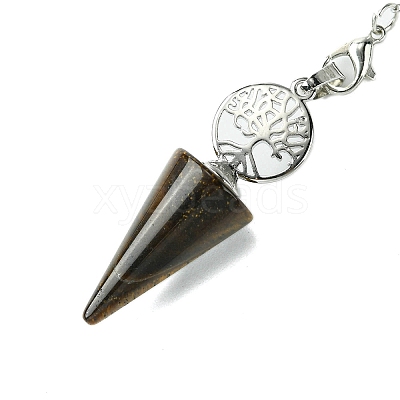 Natural Tiger Eye Cone Dowsing Pendulum Big Pendants G-C114-02P-18-1